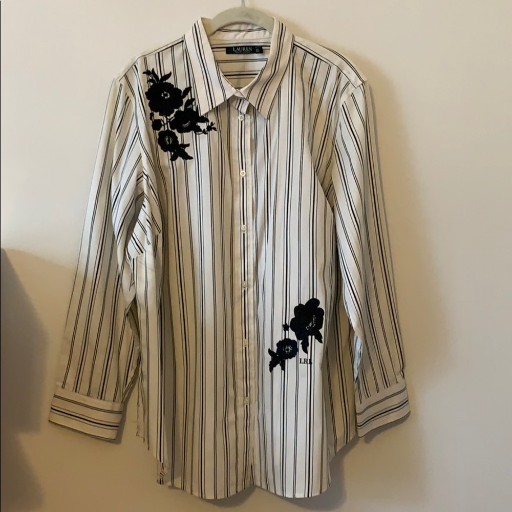 Ralph Lauren white w/ black stripe shirt